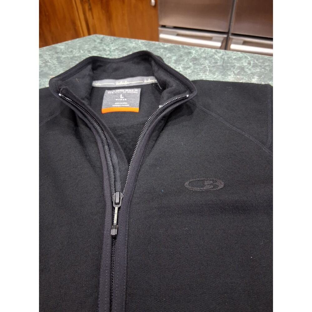 Icebreaker Women's Merino Wool Long Sleeve 1/2 Zip Fitted Thermal Top Sz L Black - Picture 3 of 11